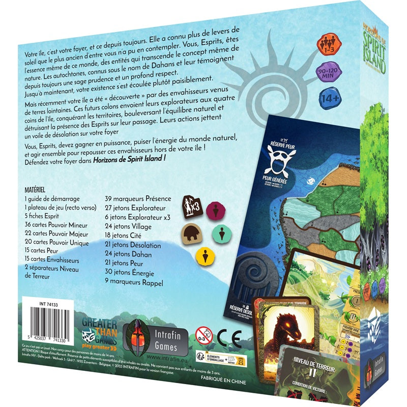 jeu de societe Horizons de spirit island dos boite