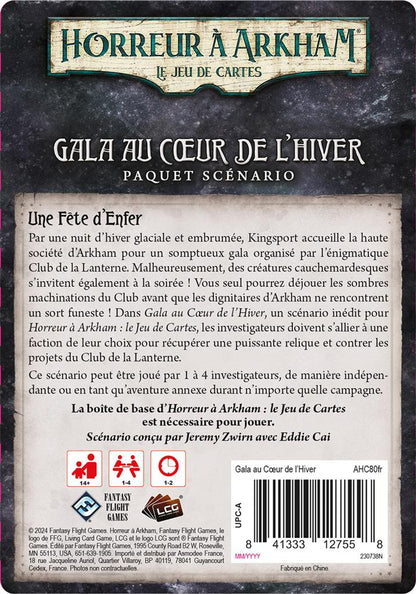 Dos boite jeu Horreur a Harkham Gala au coeur de l'hiver