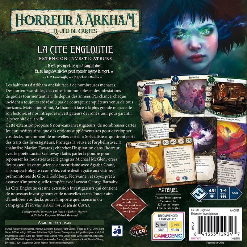dos jeu JCE Horreur a Arkham La cité engloutie investigateurs