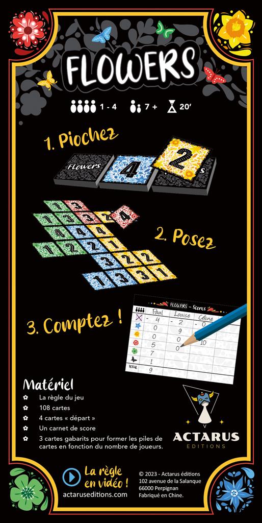 dos boite jeu Flowers
