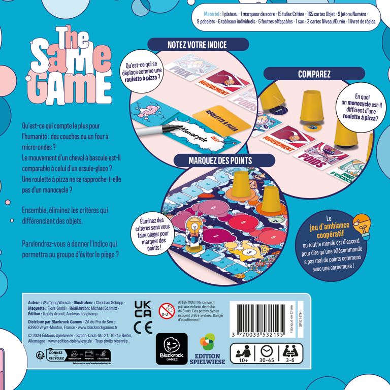 dos boite jeu The Same Game