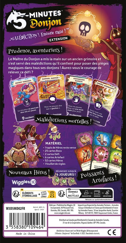 dos boite jeu 5 Minutes Donjon Malediction Encore Rate