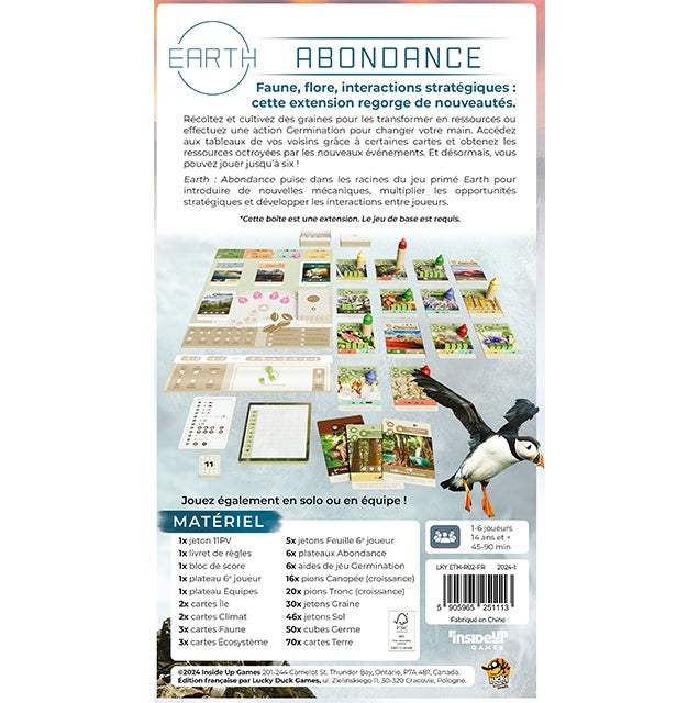 dos boite jeu de societe Earth Abondance