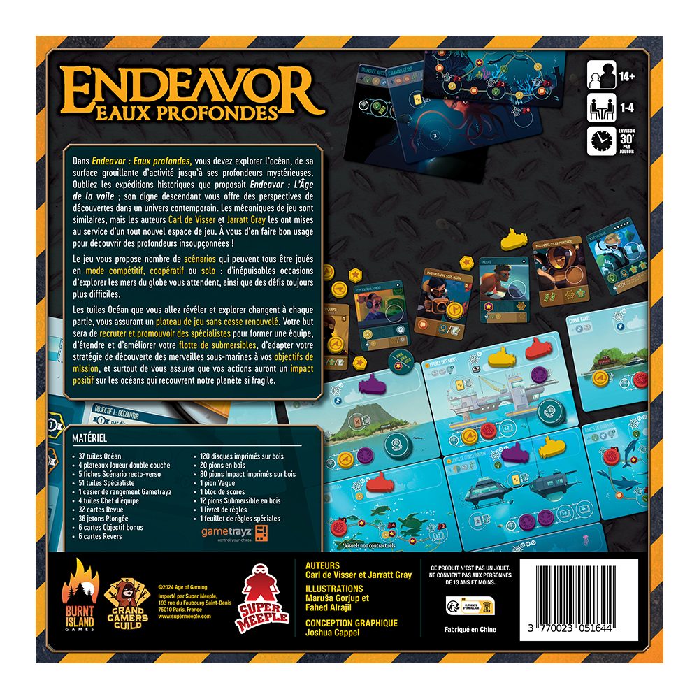 dos boite jeu Endeavor Eaux Profondes