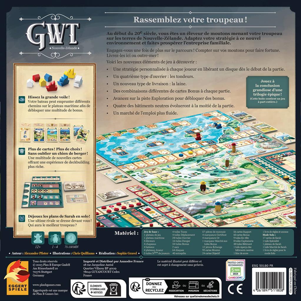 dos boite jeu Great Western Trail Nouvelle Zelande