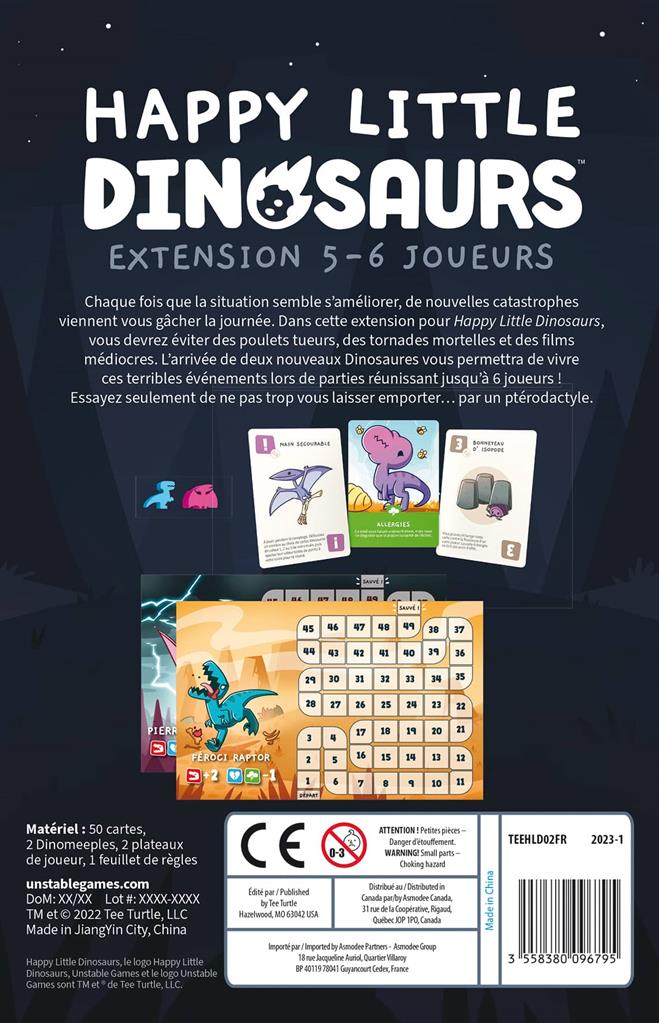 dos boite jeu Happy Little Dinosaurs Extension 5 6 joueurs