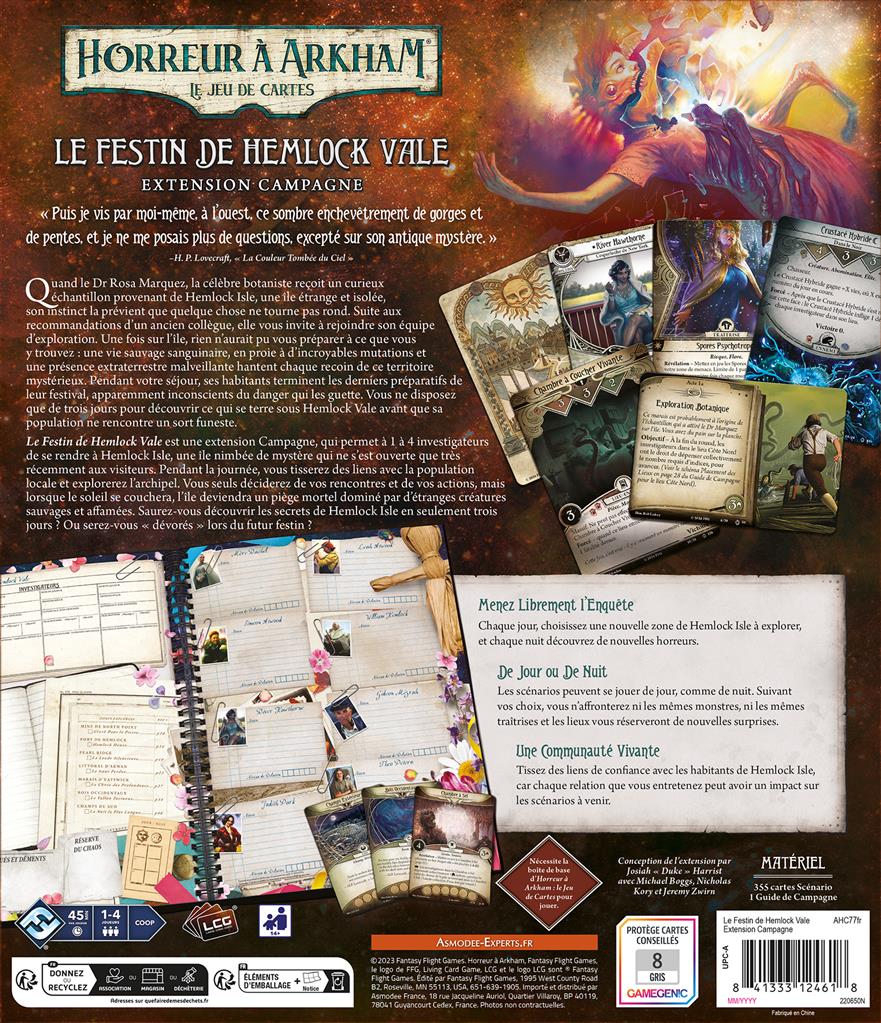 dos boite jeu Horreur a Arkham JCE Le Festin de Hemlock Vale Campagne