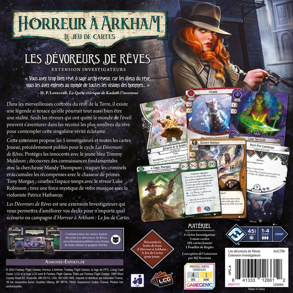 dos boite jeu Horreur a Arkham JCE Les devoreurs de reves Investigateurs