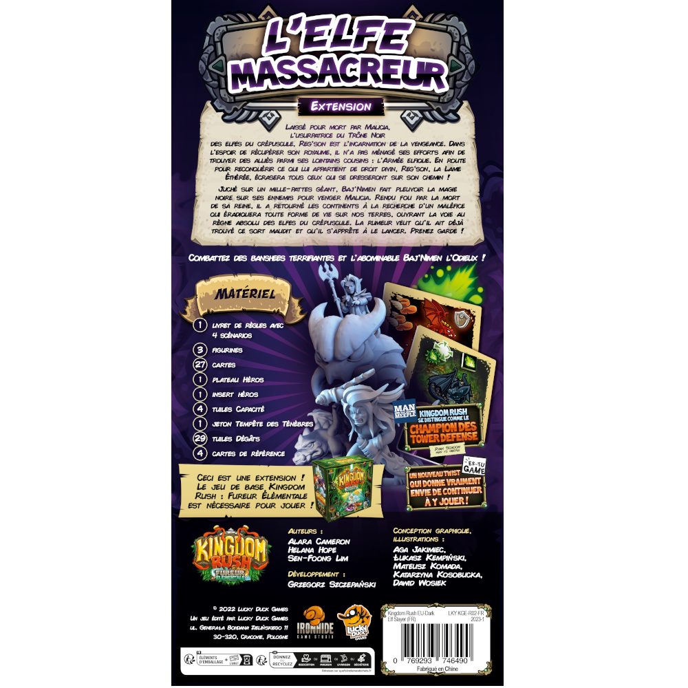 dos boite jeu Kingdom Rush Fureur Elementale elfe massacreur
