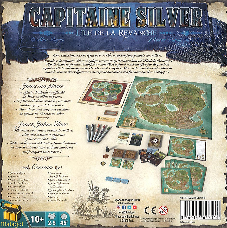 dos boite jeu L'Ile Au Tresor Extension Capitaine SIlver L'Ile De La Revanche