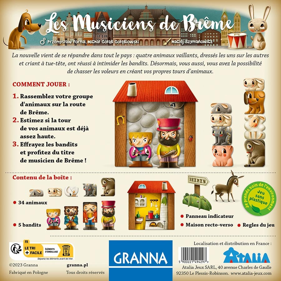 dos boite jeu Les Musiciens de Breme