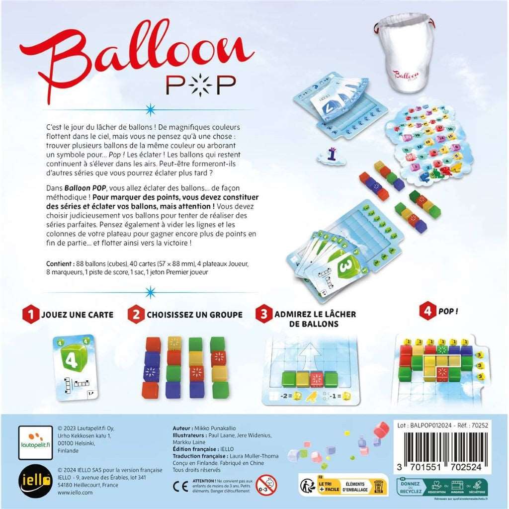 dos boite jeu Balloon Pop