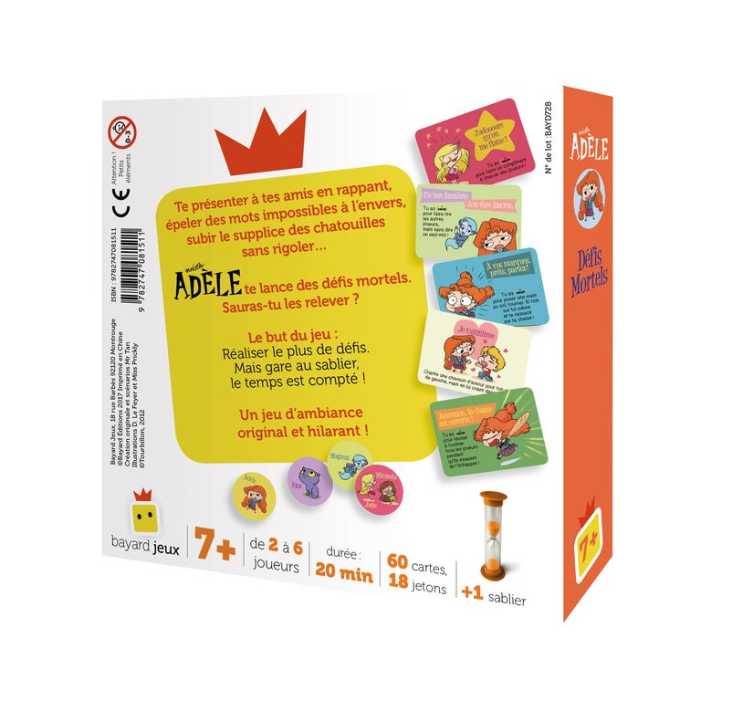 dos de boite du jeu mortel Adèle défis mortels