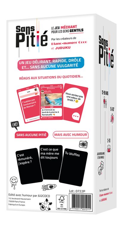 dos de boite du jeu Sans pitié la retenue