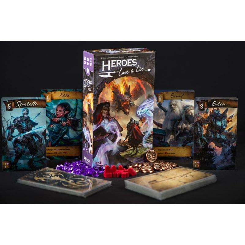 jeu de societe heroes love to lie materiel