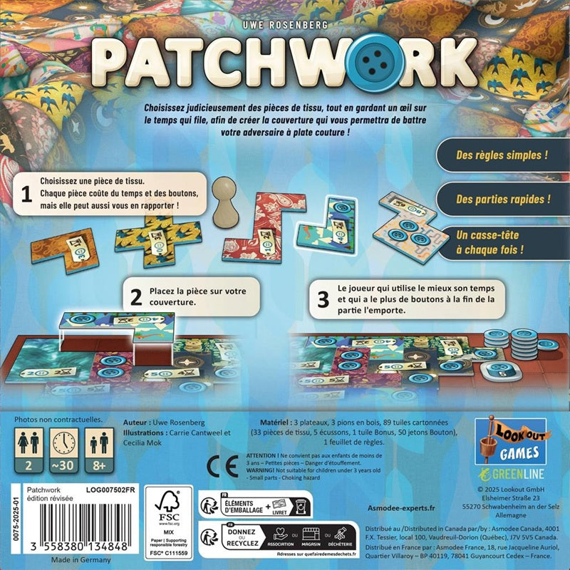 jeu de societe patchwork dos de boite