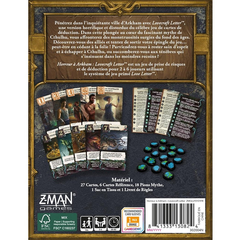 jeu de societe Horreur a Arkham Lovecraft Letter dos boite