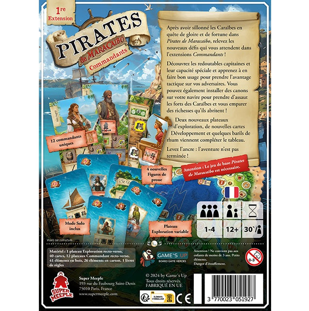 jeu de societe Pirates de Maracaibo Commandants dos boite