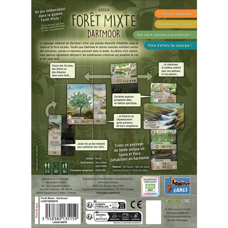 jeu de societe foret mixte Dartmoor dos de boite