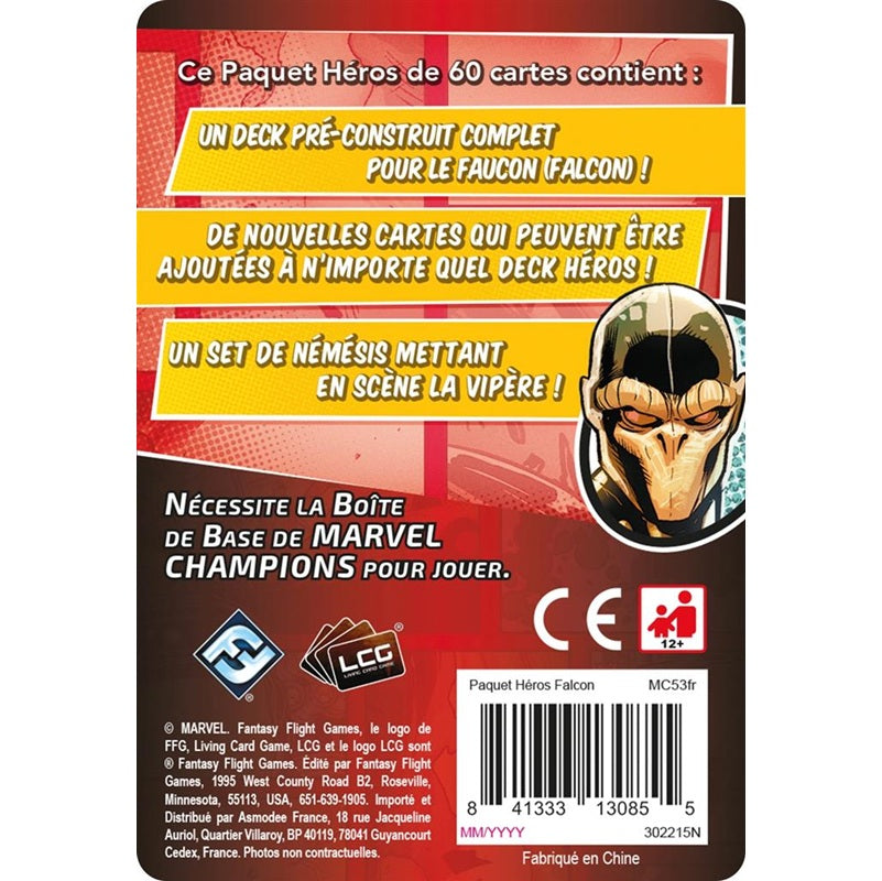 jeu de societe marvel champions Falcon dos