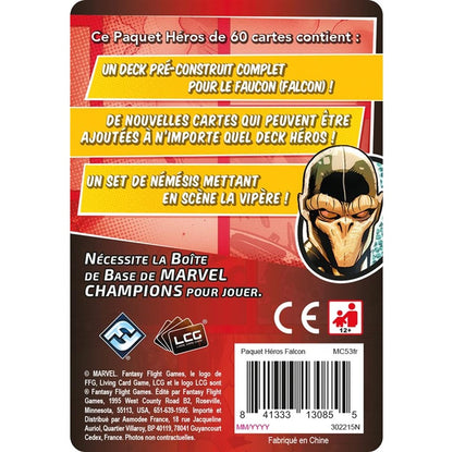 jeu de societe marvel champions Falcon dos