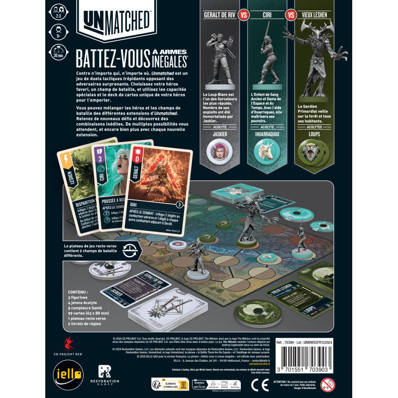 jeu de societe unmatched the witcher d'argent et d'acier dos boite